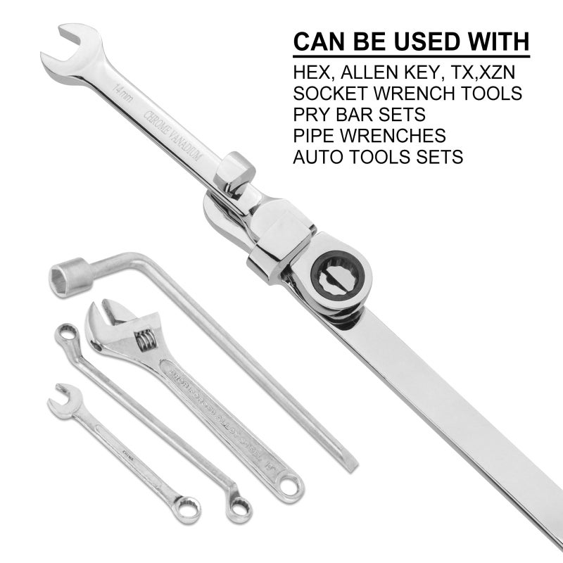 Gunpla Wrench Extender Tool  Heavy Duty Steel 15 inches Long Extension Wrenches Bar Adaptor Wrench Extension Extra Leverage Torque Adaptor for Professional Mechanics DIY Handyman Tighten Nuts Bolts - Image 2